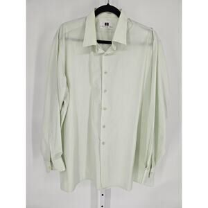 Double Two Men's Long Sleeve Button Down Cream Plain Casual Shirt Size 18